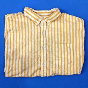 Old Navy | White Yellow Thin Vertical Stripe Short Sleeve Button Up | XXL
